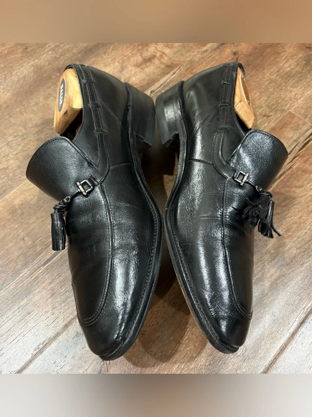 Vintage Made In USA Black Leather Slip On Dress Shoes Sears Loafers Mens 10D